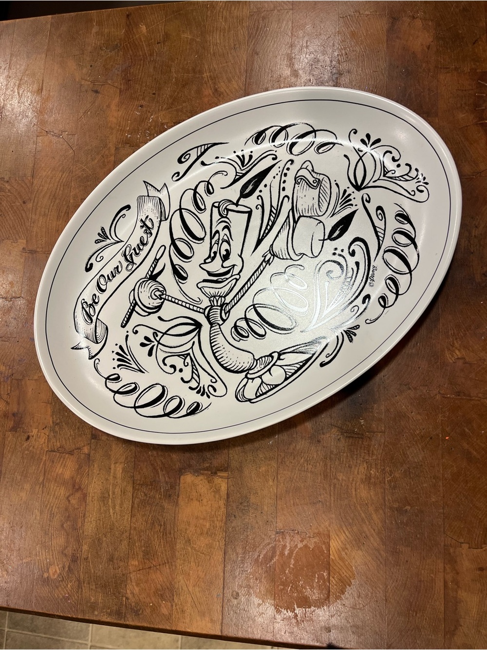 Disney Parks Beauty And the Beast black and white platter lumiere